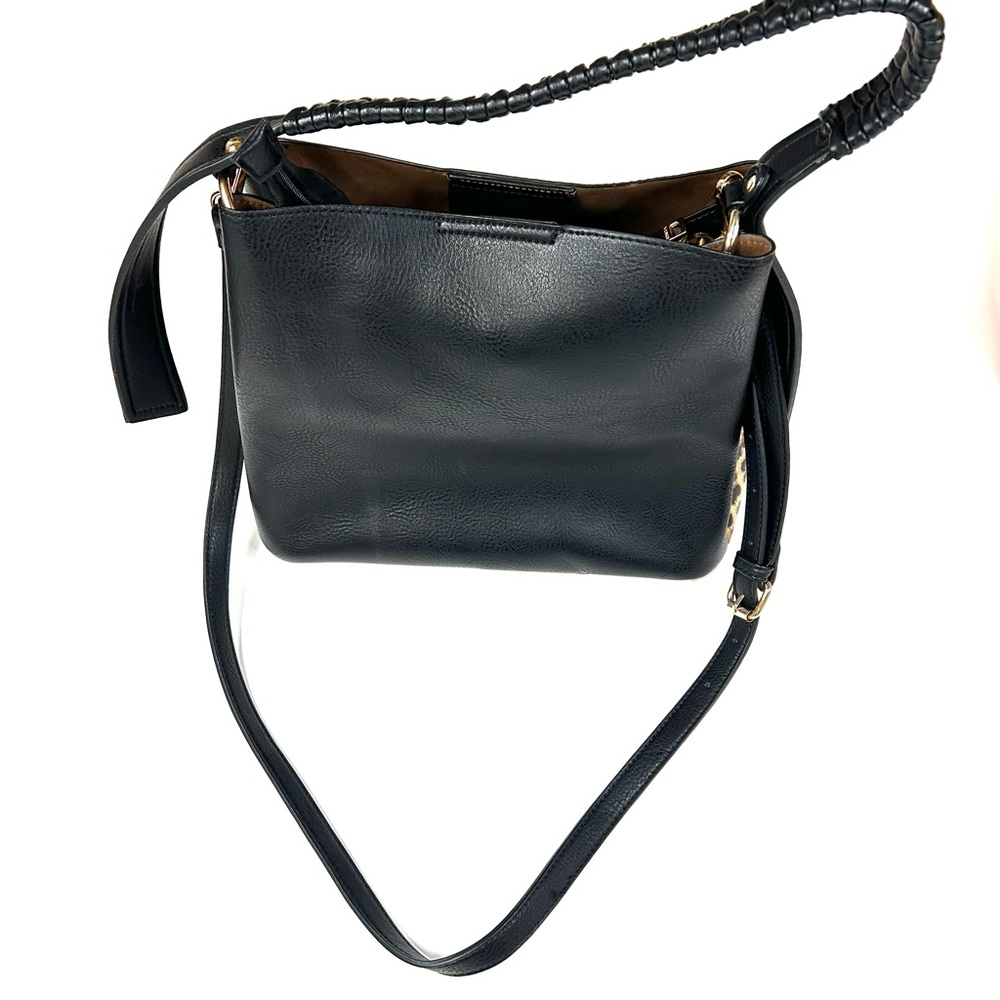 Jen & Co Women’s Crossbody Shoulder Bag Large Faux Leather Black Leopard #4047